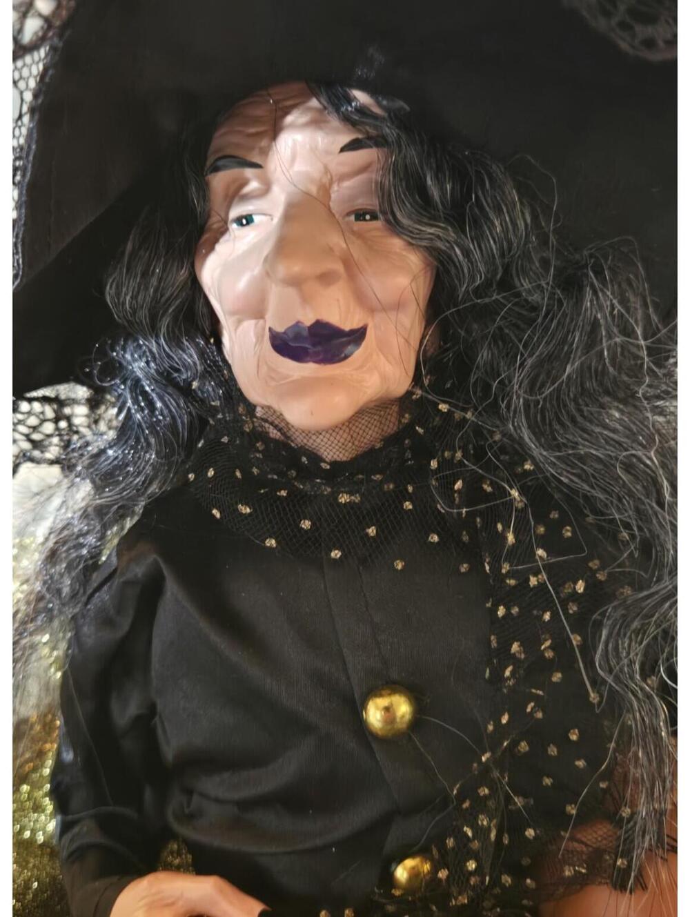 Broomstick Blvd Halloween Broom Sitting Witch Figure Decor Shelf Sitter 28" NWT